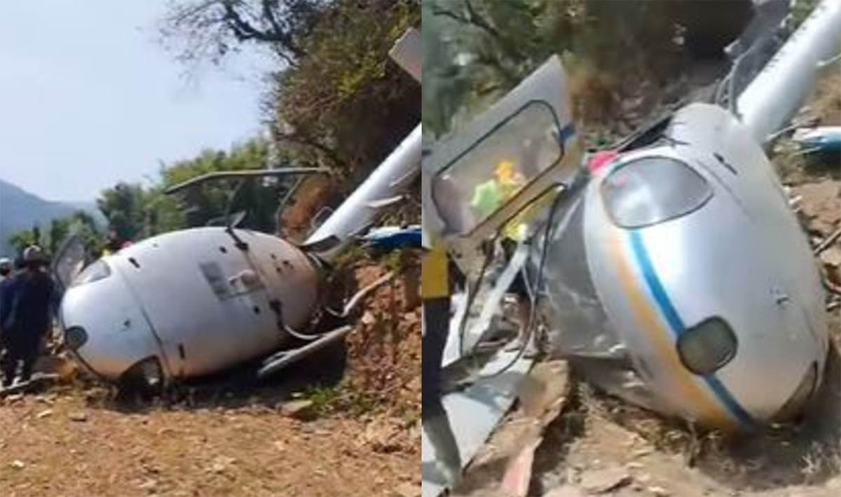 शव बोकेर गएको हेलिकप्टर खोटाङमा दुर्घटना